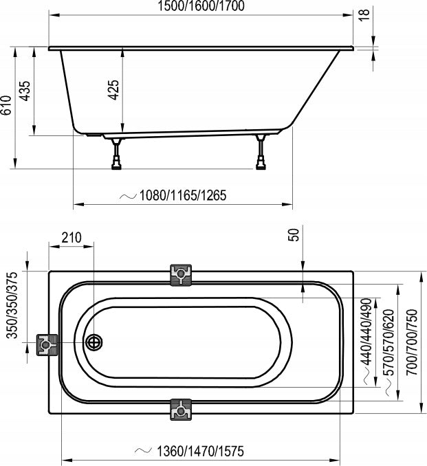 Badewanne Ravak Chrome Slim, 170X75 