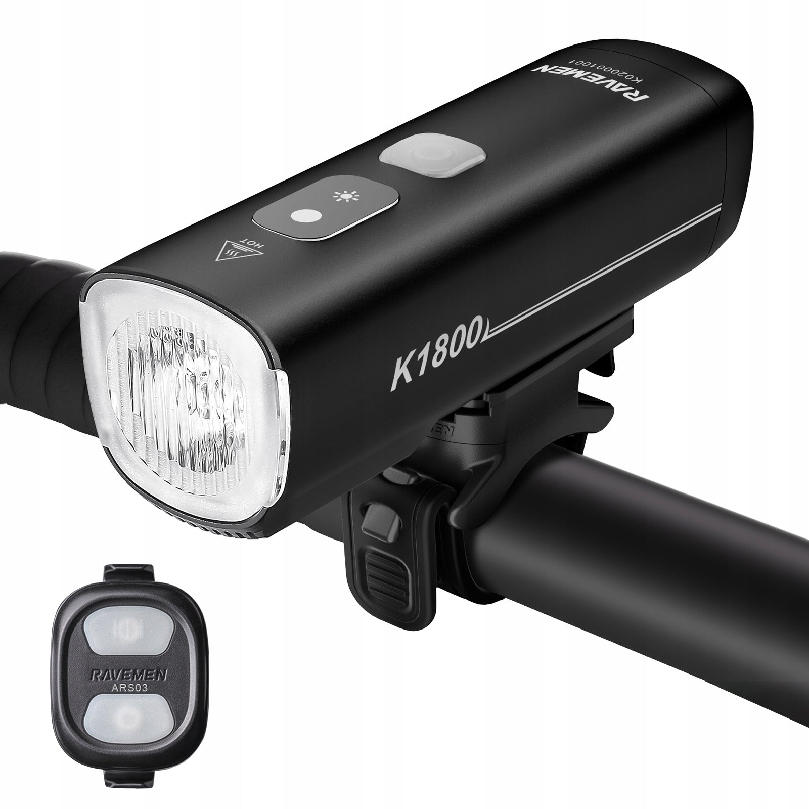 Ravemen K1800 Lampka Rowerowa Przednia LED 1800lm USB-C IPX6 5200mAh
