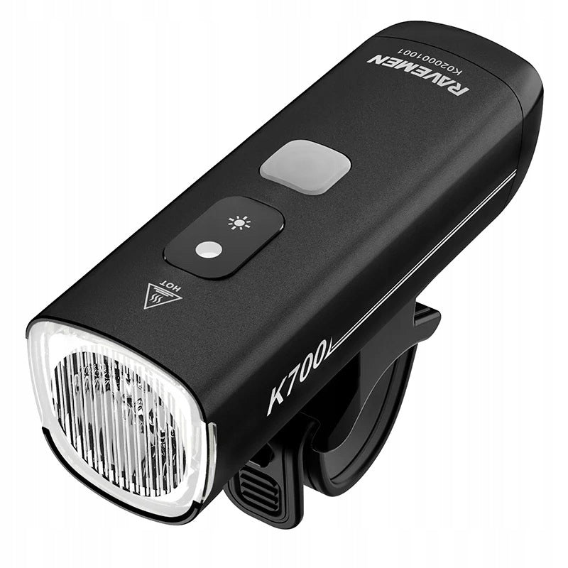 Ravemen K700 Front Bike Light AI, Black, 700 Lumens USB C