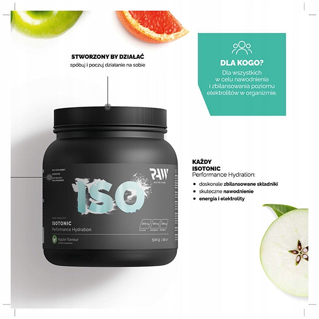 Raw Nutrition Isotonic 500 g apple Isotonic Performance Hydration Expiration date at least 1 year from the date of purchase
