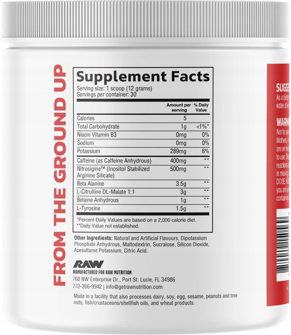 Raw Nutrition PRE EXTREME 360g Expiration date at least six months from the date of purchase