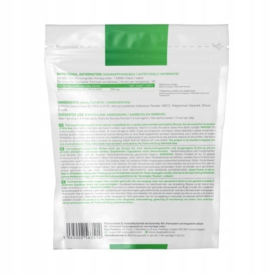 Raw POWDERS 5-HTP 200 mg 100 tablets Expiration date at least 3 months from the date of purchase