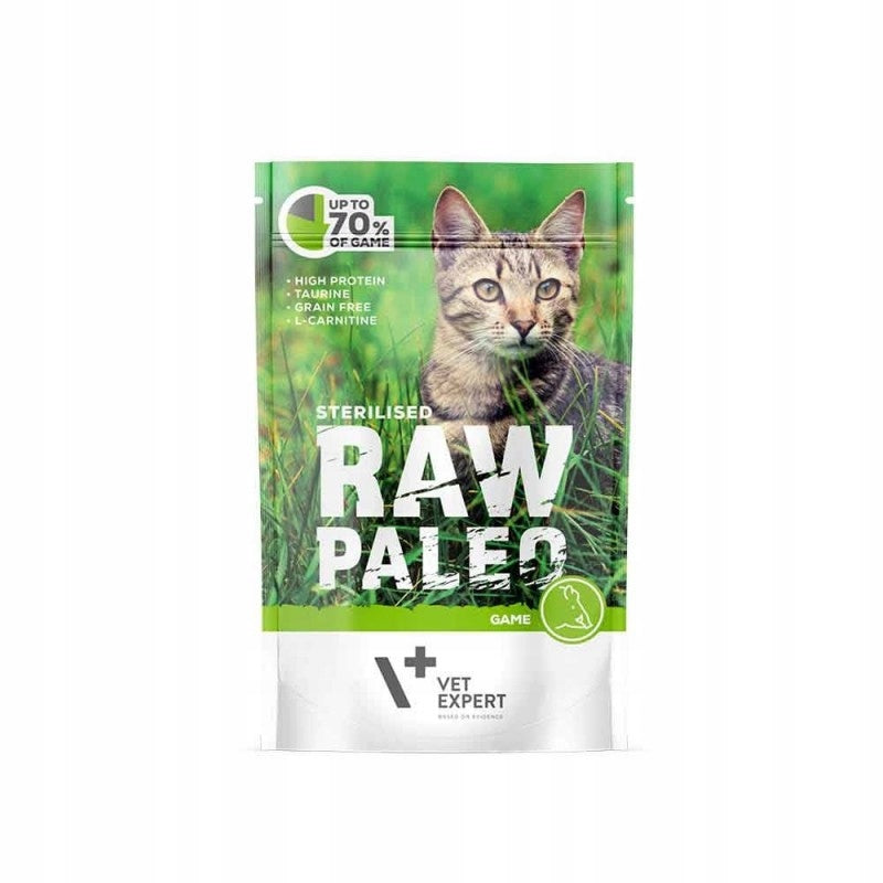 Raw Paleo wet food for adult cats Sterilized Game venison 100g