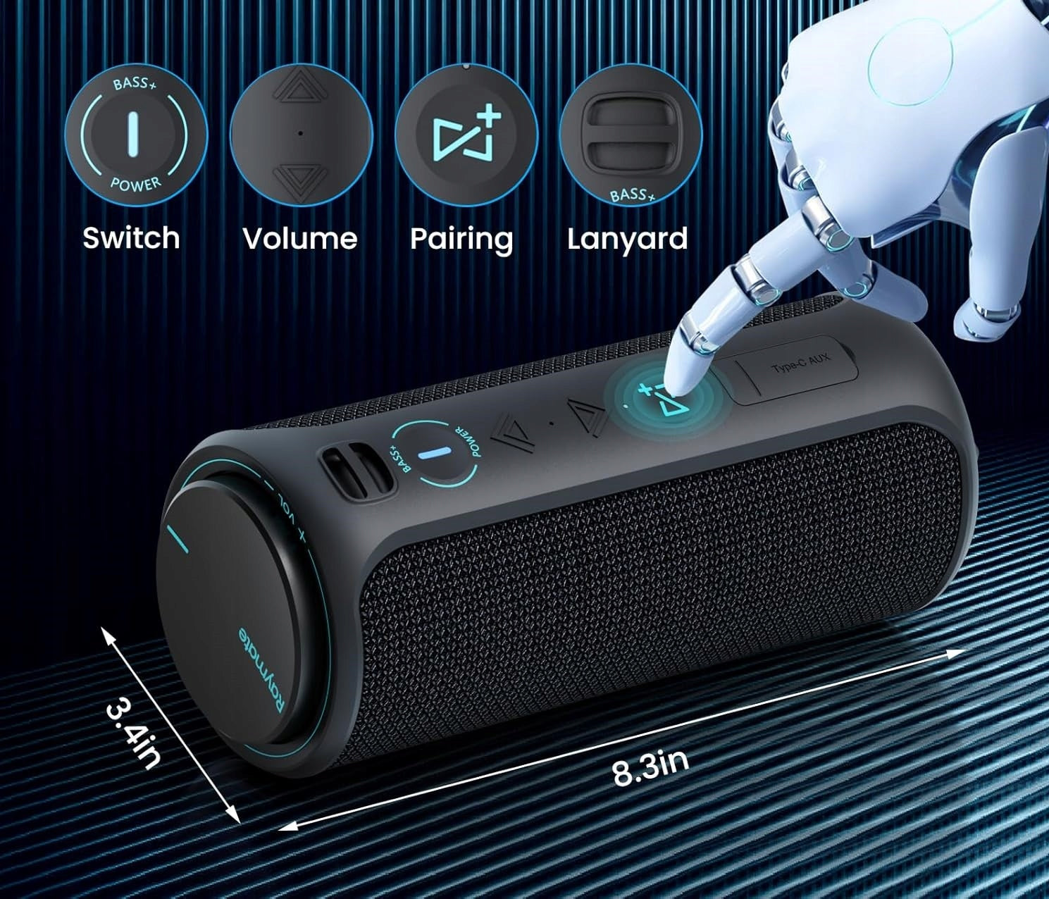 Raymate 30W IPX7 RGB TWS Bluetooth 5.3 Bass Speaker Manufacturer code 244