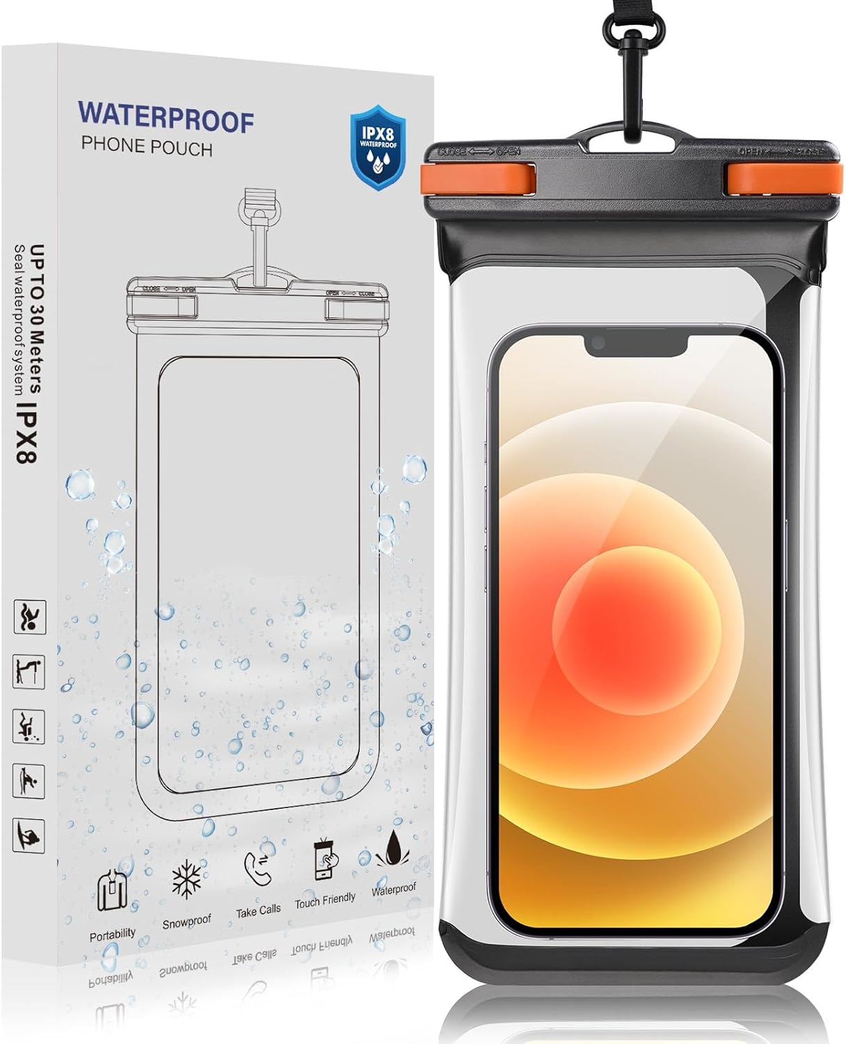 Razobws 3D Waterproof Case 8 Inches IPX8 Waterproof Phone Bag