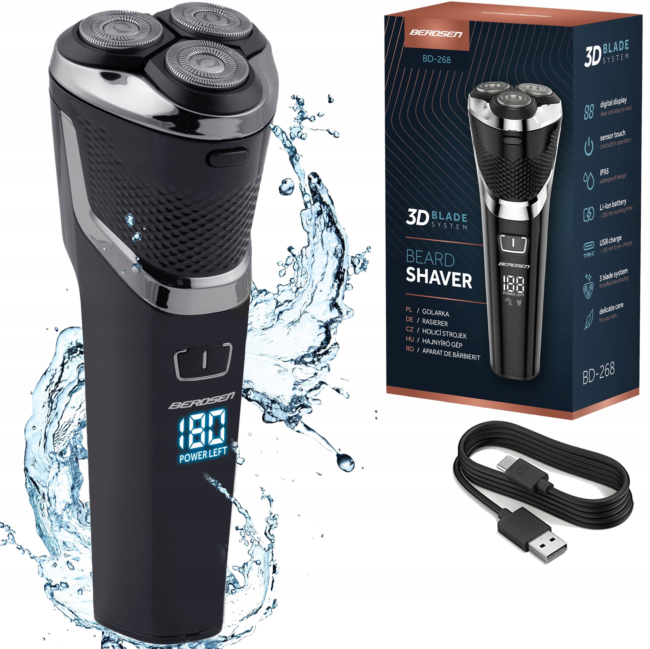 Razor beard shaver beard 3 blades black Berdsen