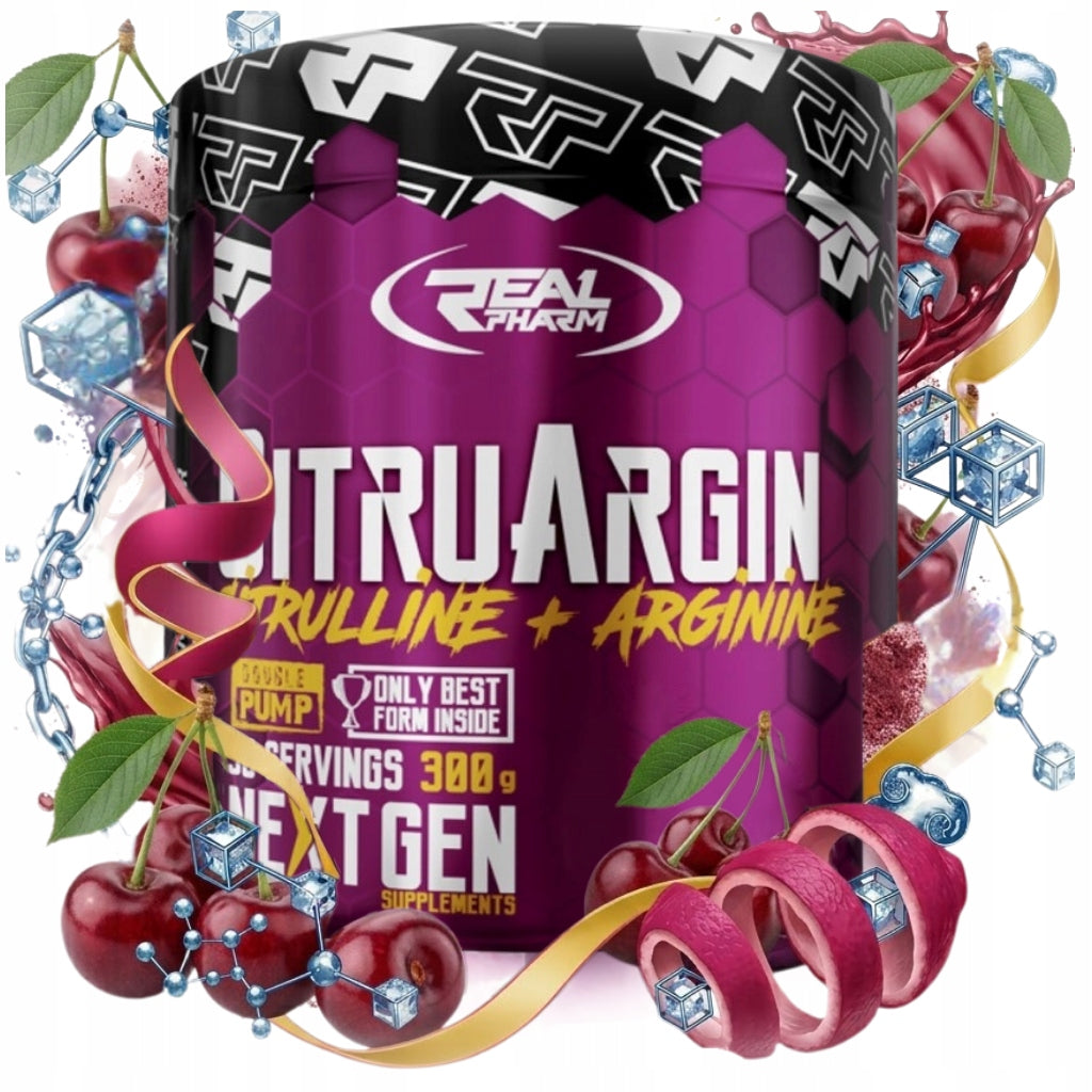 Real Pharm Citruargin Cherry 300g CITRULLINE STRENGTH arginine PUMP PRE Packaging status original