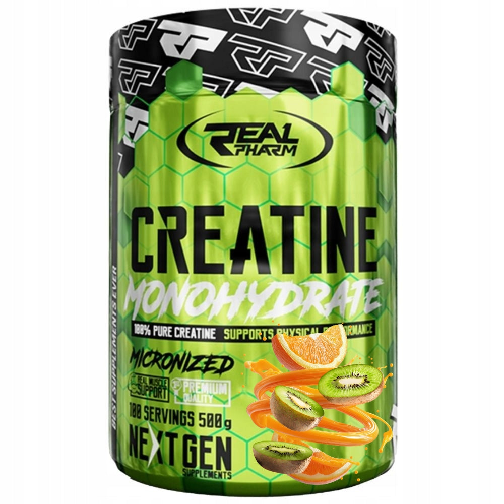 Real Pharm Creatine Kiwi Orange Monohydrate 500 g Creatine ATP Mono Strength Packaging status original