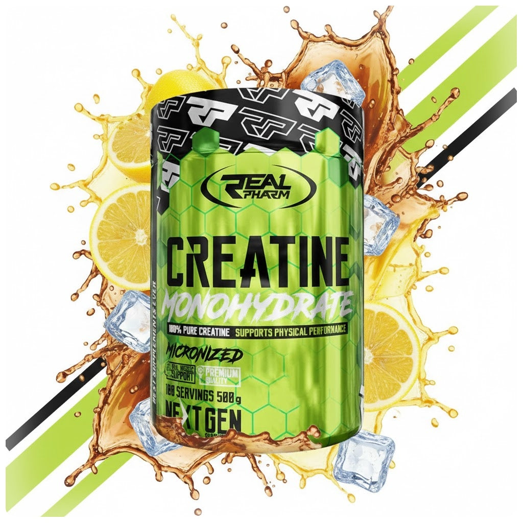 Real Pharm Creatine Monohydrate Cola Lemon 500 g Creatine Mono Pump Strength Packaging status original