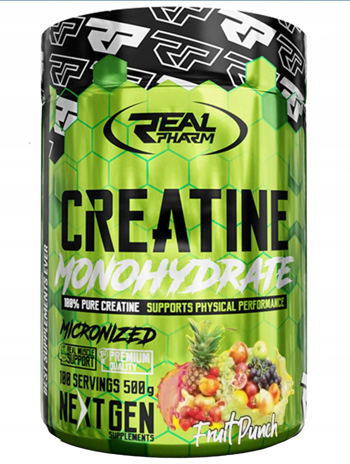 Real Pharm Creatine Monohydrate Fruit Punch 500g CREATINE MONO STRENGTH Expiration date not specified