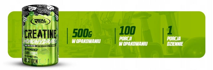 Real Pharm Creatine Monohydrate Pineapple 500 g Creatine Monohydrate Strength Packaging status original