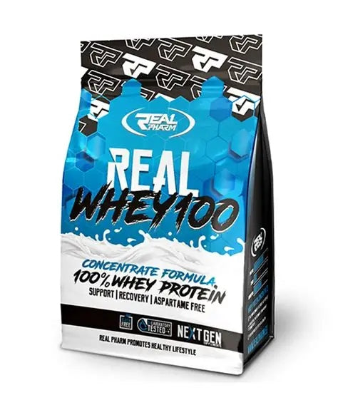 Real Pharm Real Whey 2000g Protein WPC Protein Conditioner Vanilla Flavour Almond Packaging status original