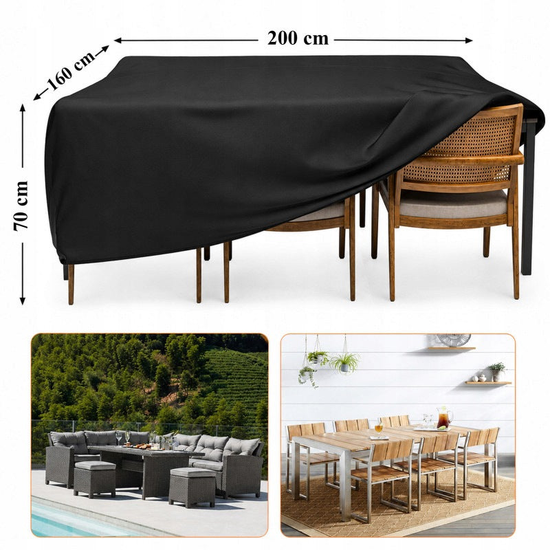 RealG RC-K-2425 Krycí plachta na zahradní nábytek 200 x 160 x 70 cm, černá Manufacturer no brand