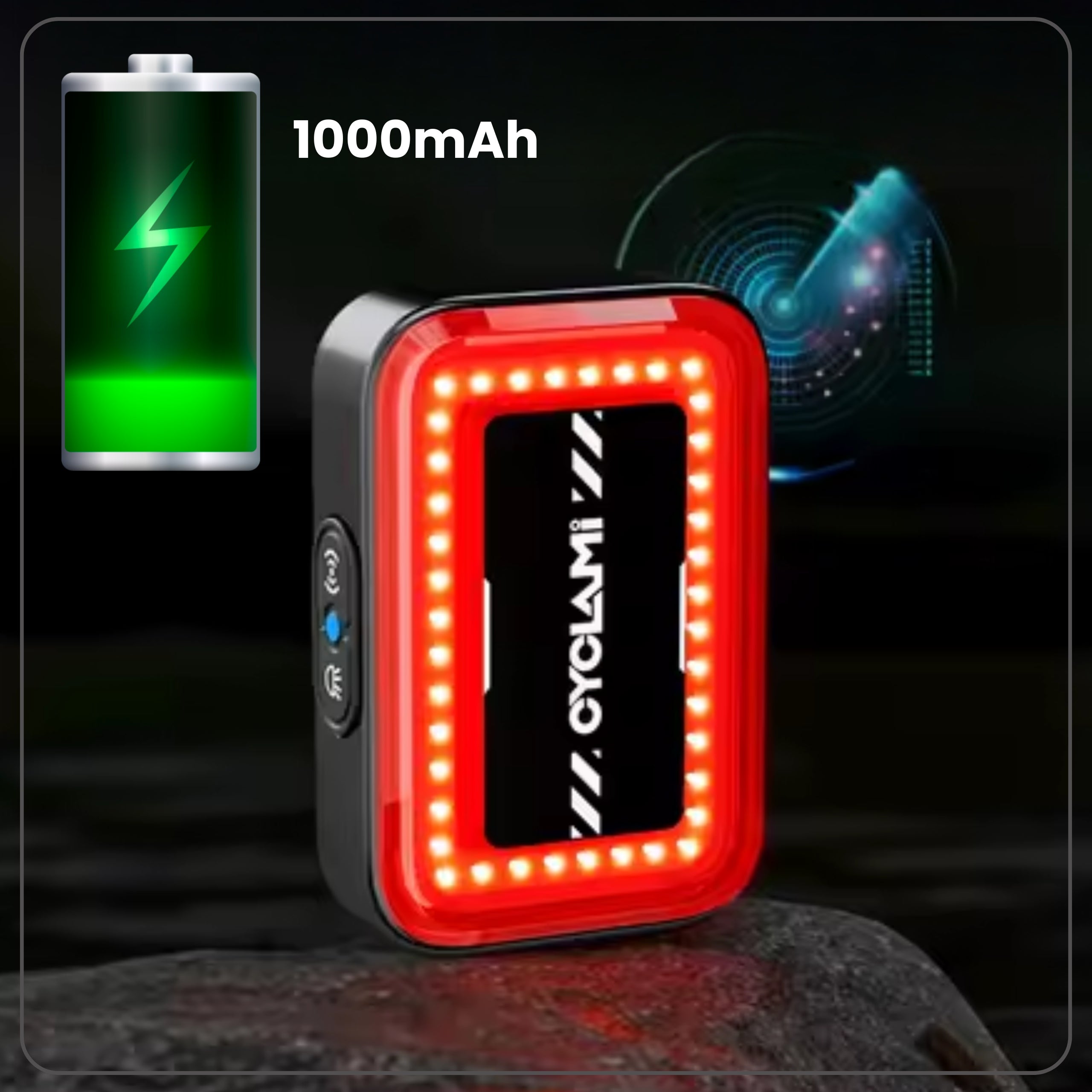 Rear Bike Light RADAR Brake Sensor Light Stop Sound Signal Color black
