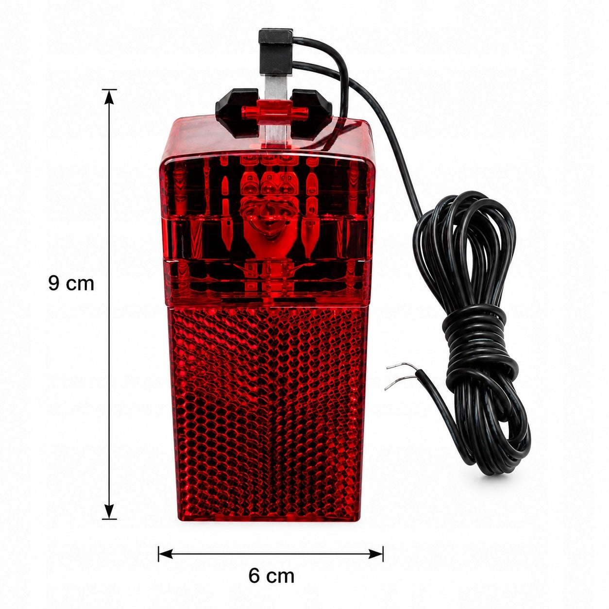 Rear bicycle light 9x6 cm red with cable for dynamo Brand no brand