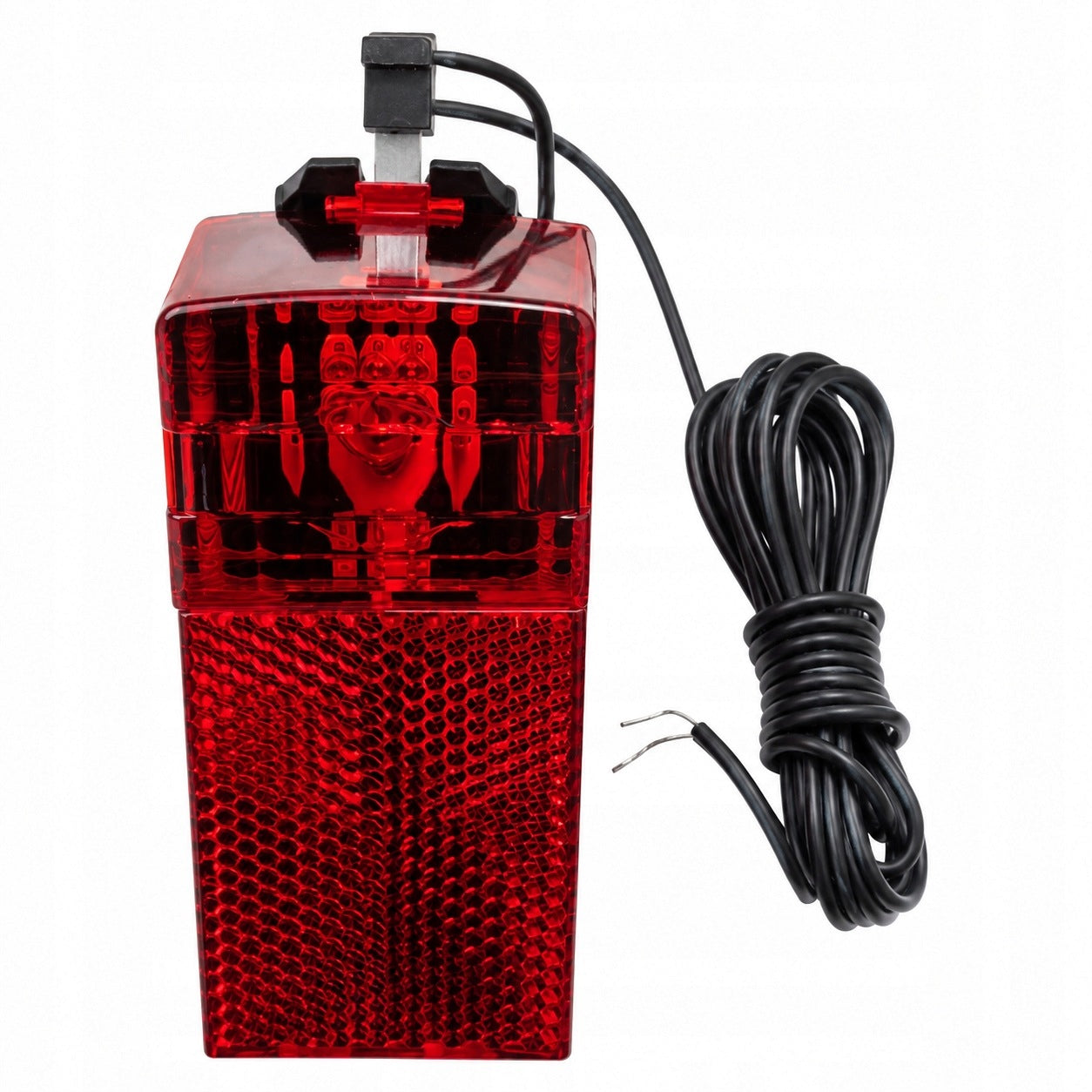 Rear bicycle light 9x6 cm red with cable for dynamo