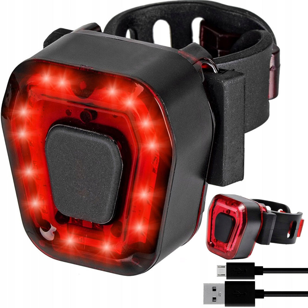 Rear bike light 14 led for bike light red strong back aku usb