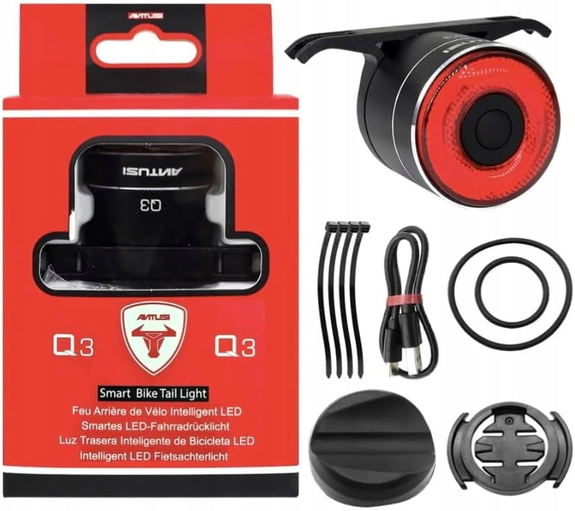 Rear light Q3 black rechargeable LED 4 modes Packaging status original