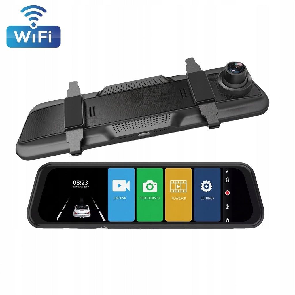Rearview Mirror with 4K WiFi Touch Camera + 64GB Card + Parking Cable Packaging status original