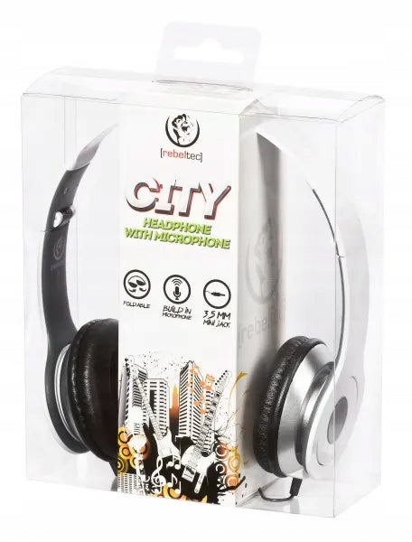 Rebeltec City – Headphones with microphone WHITE