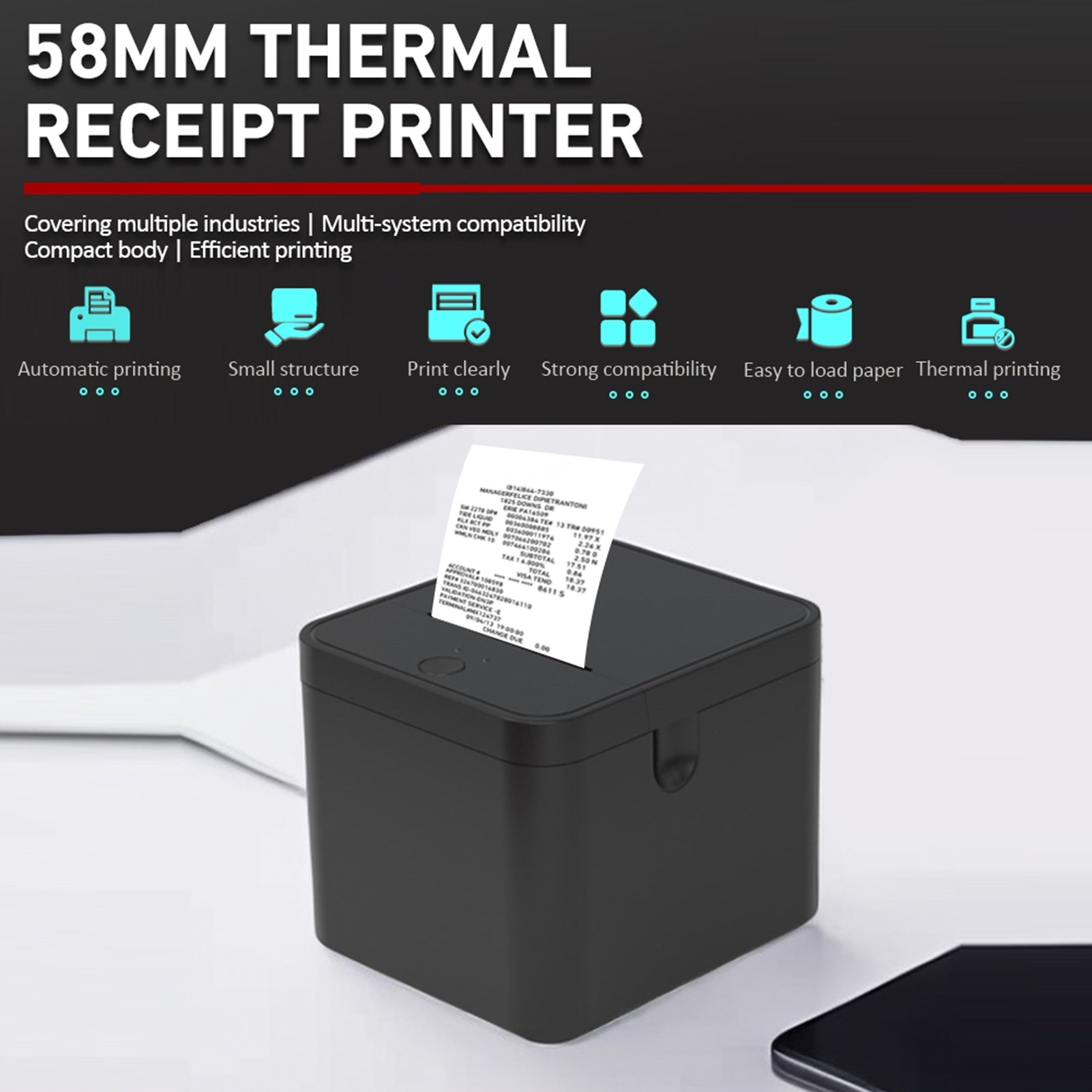 Receipt Printer Partial Portable USB BT Fast Printer 58mm OW