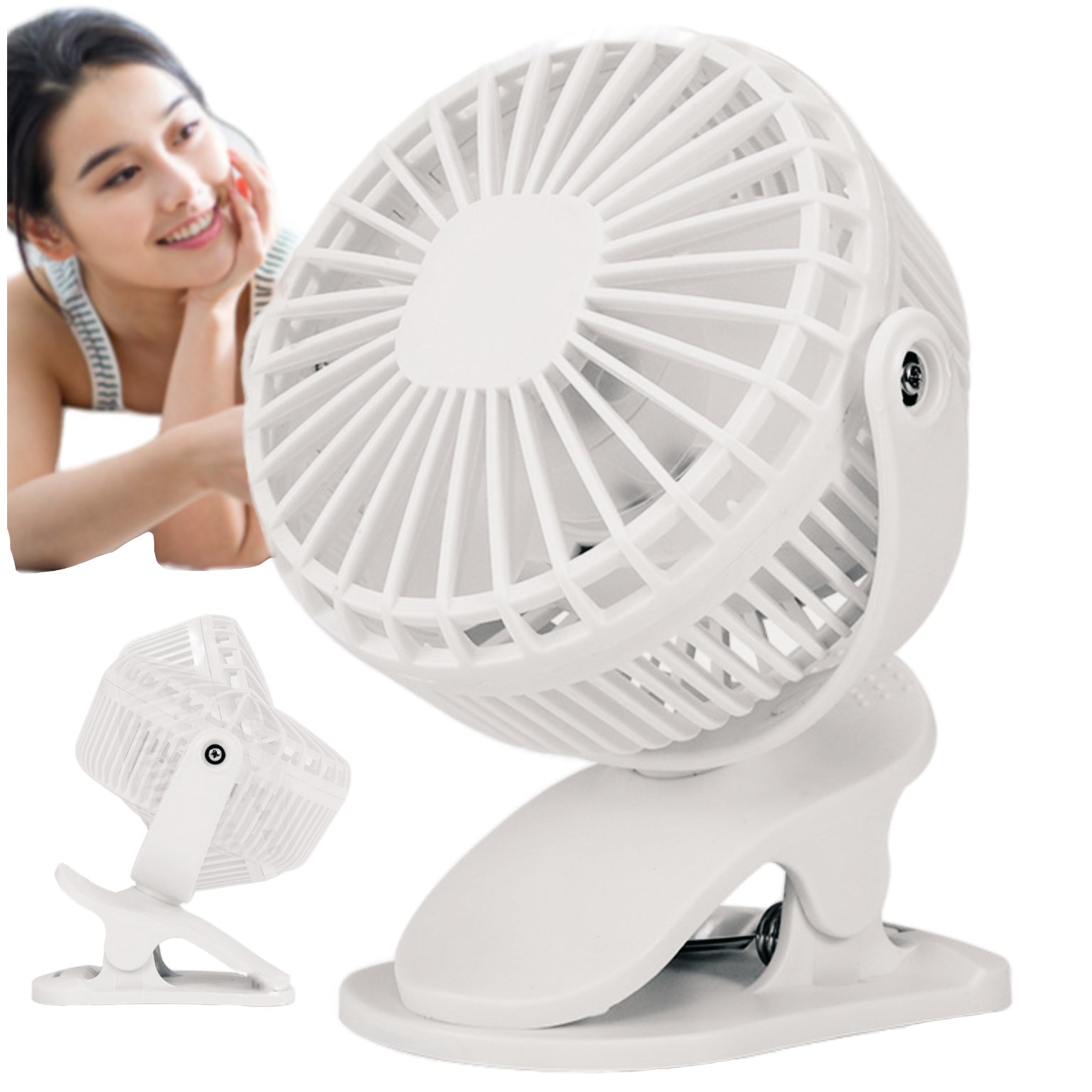 Rechargeable Fan for USB Clip Desk Quiet Small White