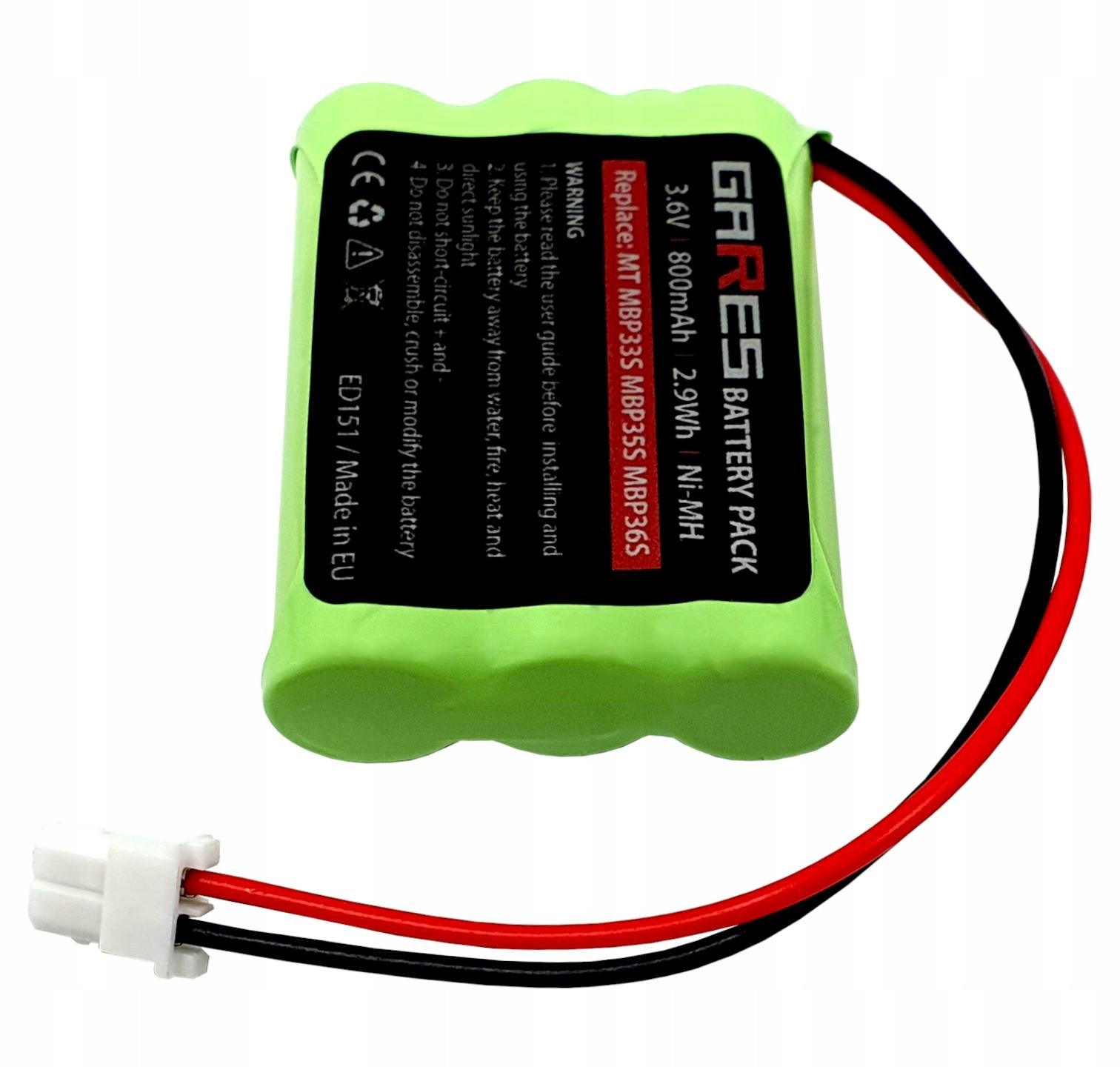 Rechargeable NiMH Battery for Baby Monitor MBP33S MBP35S 3,6V 800mAh Batteries included yes