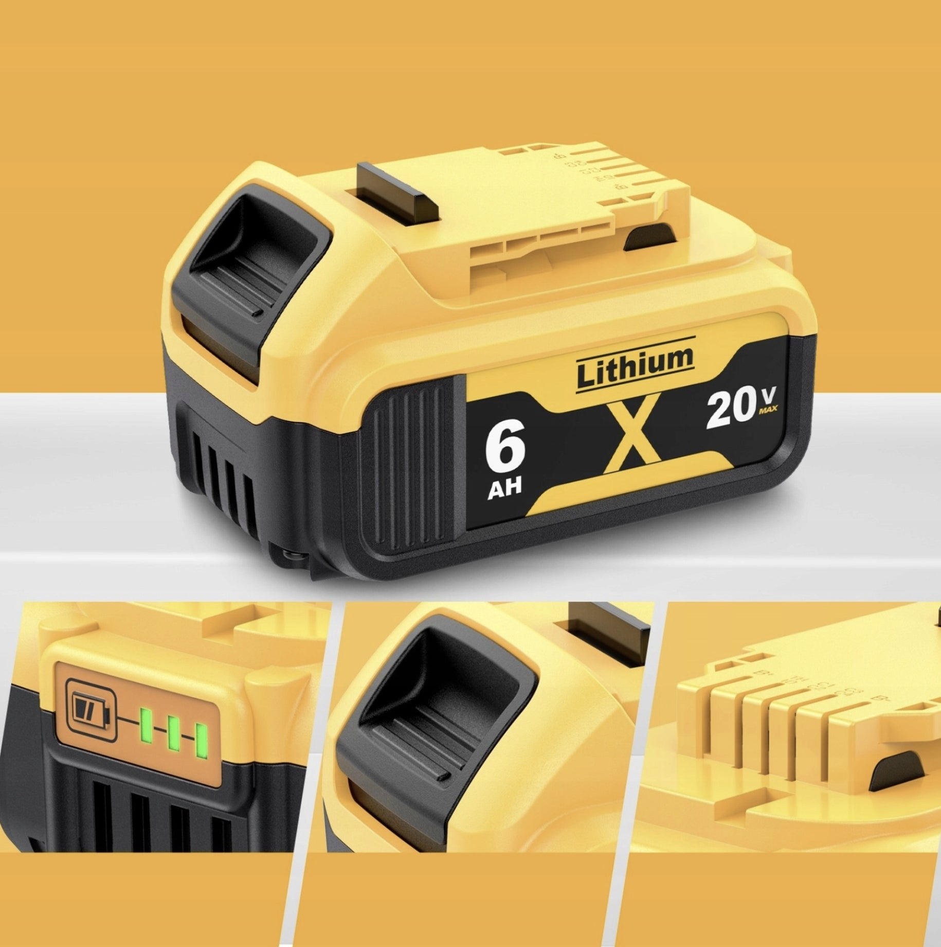 Rechargeable Replacement For DeWalt 20V 6.0Ah Li-Ion DCB184 DCB182 DCB200 DCB201 Manufacturer code DCB184