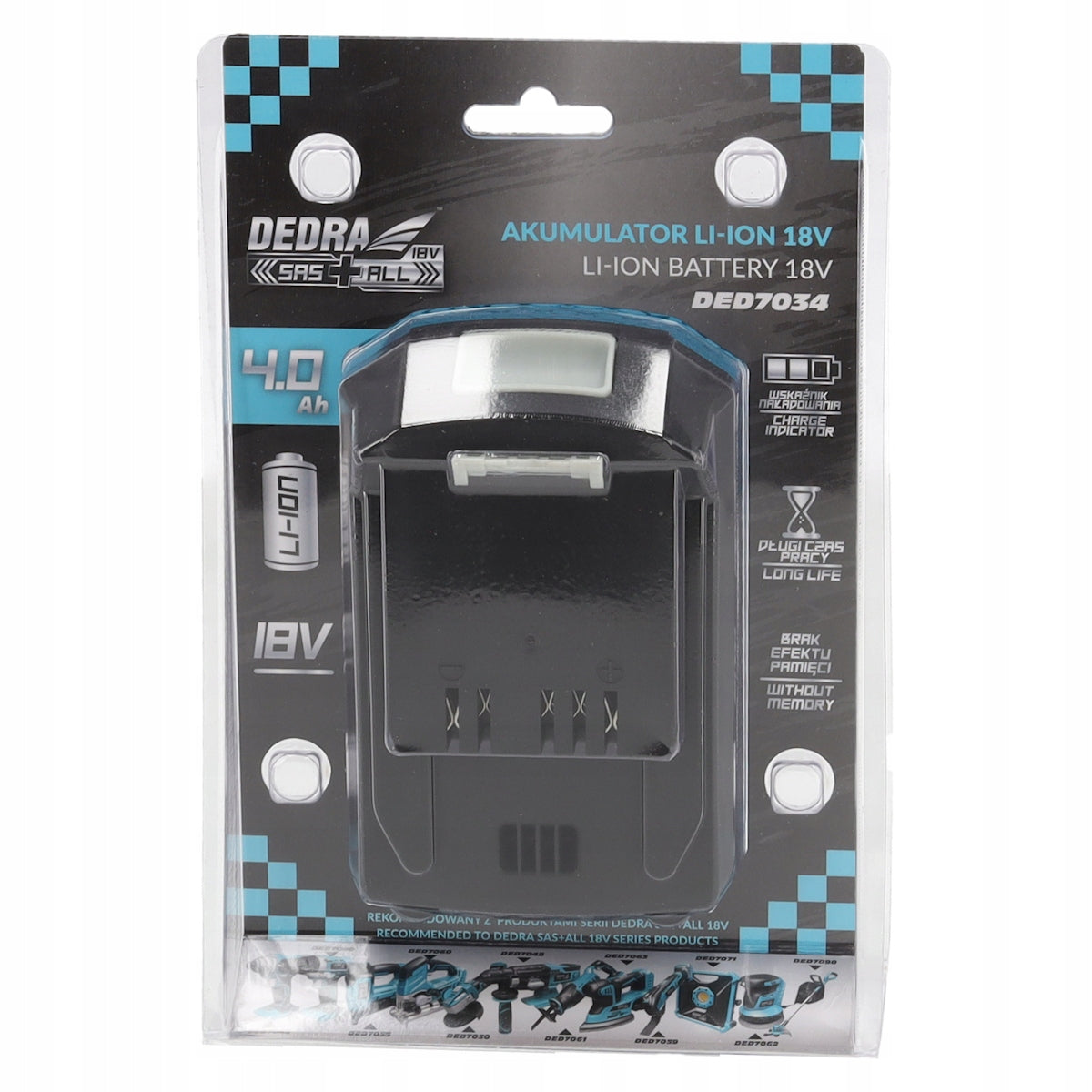 Rechargeable battery, DEDRA SAS+ALL DED7034 4.0Ah LI-ion battery Battery type Li-Ion