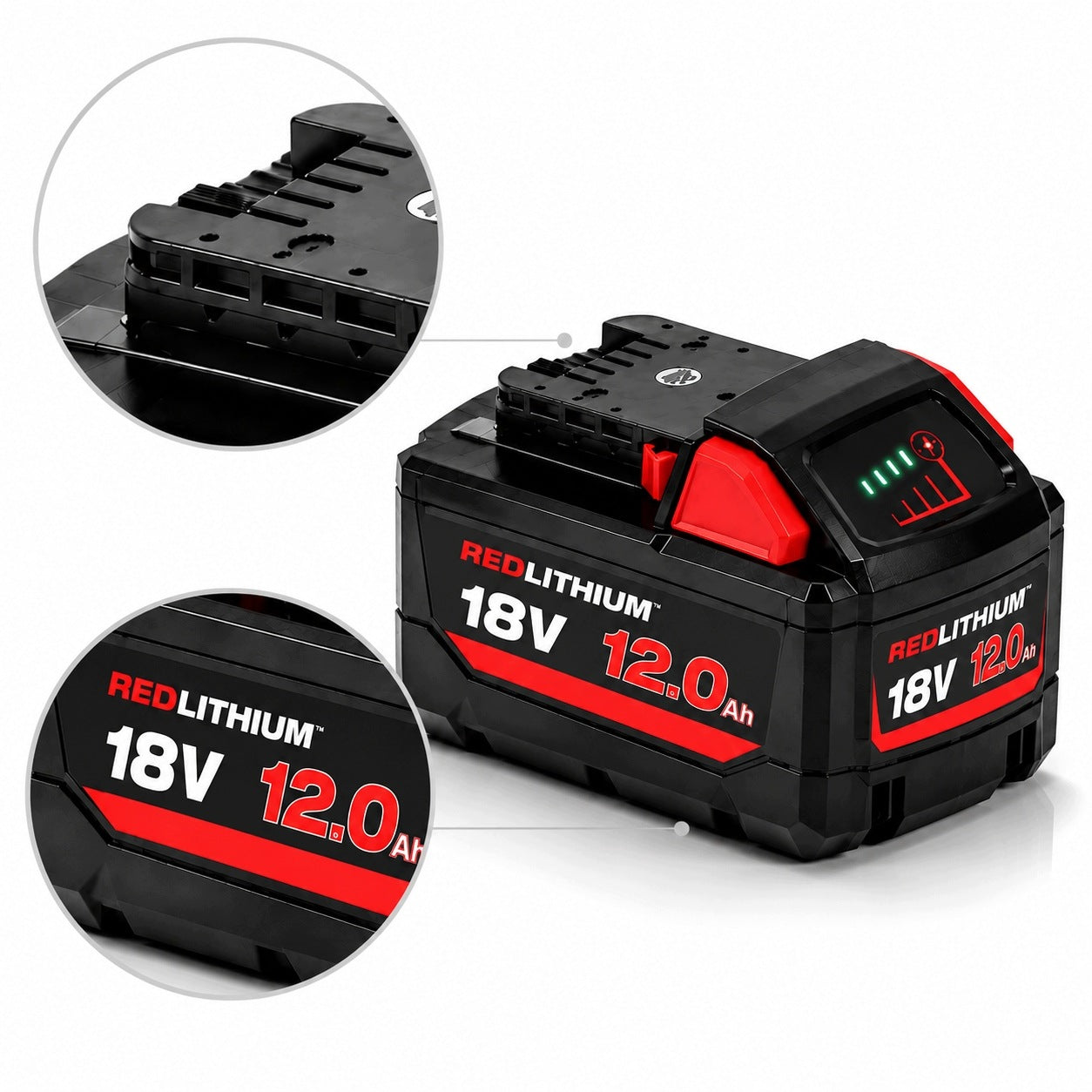 Rechargeable battery for Milwaukee M18 18V 12.0Ah Li-Ion BMS M18B2 M18B4 M18B5