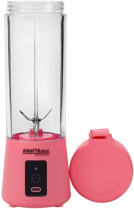 Rechargeable blender USB-C 400ml / 2x3000mAh pink KRAFT&DELE KD4173