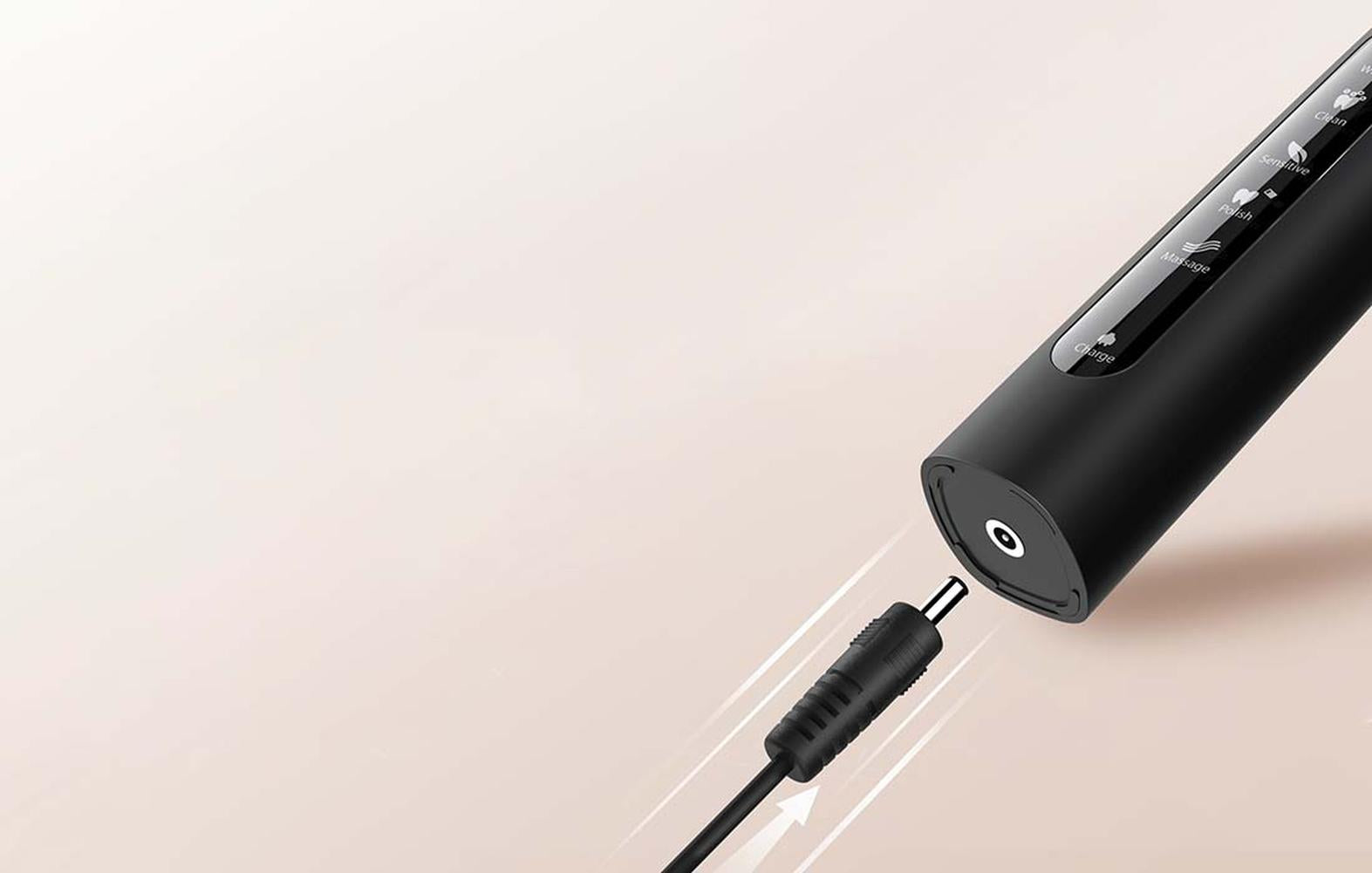 Rechargeable toothbrush black + 8 attachments Batteries included yes