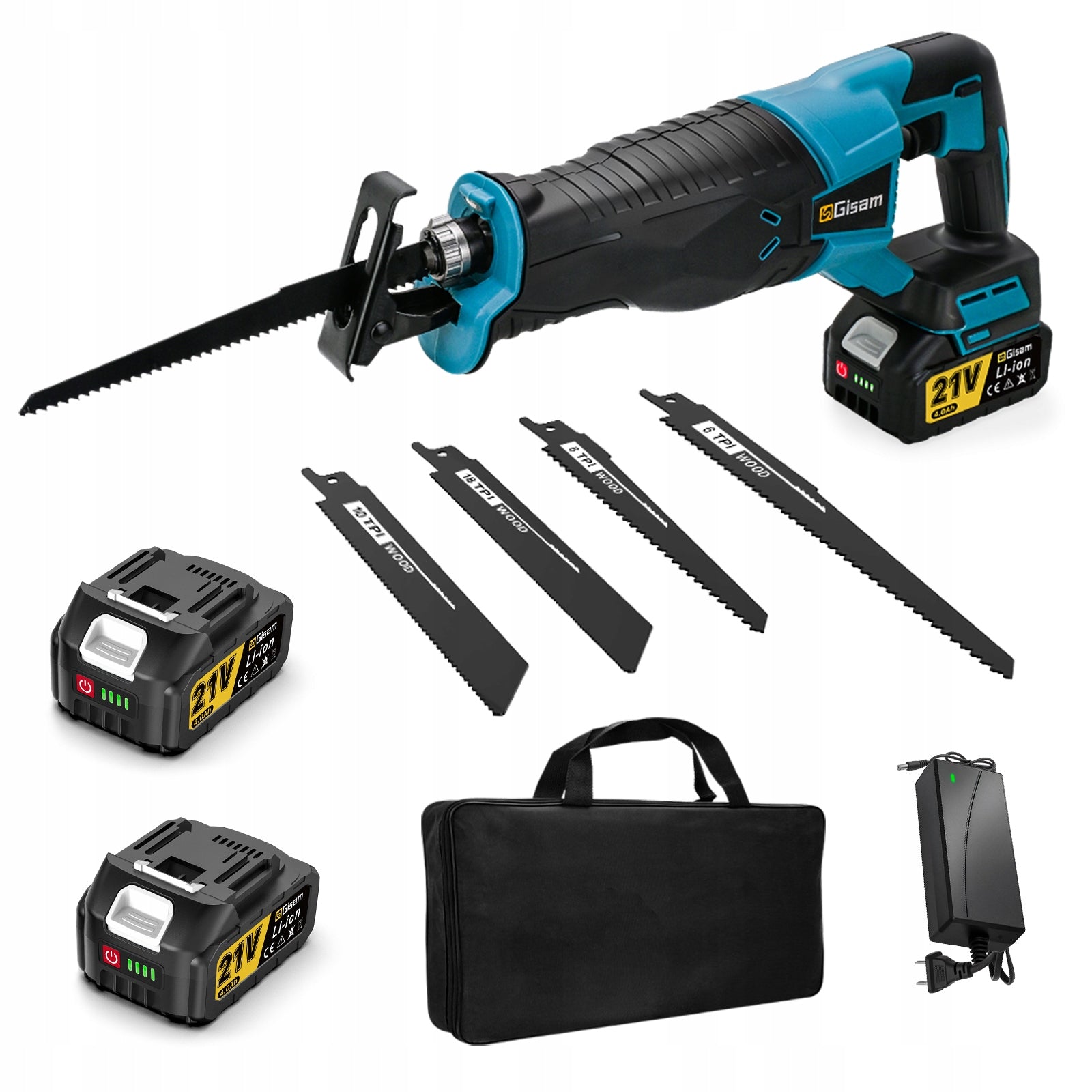Reciprocating Saw Cordless Jigsaw For Wood Metal 2xAKU
