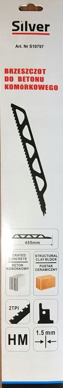 Reciprocating saw blade Silver 455 mm H&M for concrete brick blocks Brand Silver