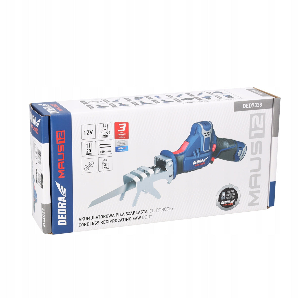 Reciprocating saw cordless fox tail jigsaw 12V DEDRA MAUS body Packaging status original