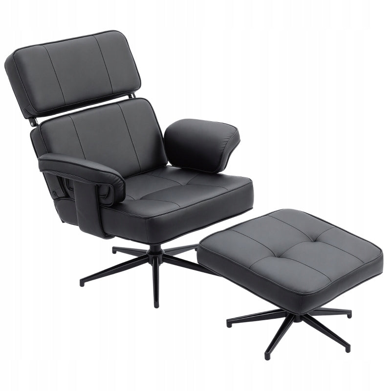 Reclining chair with footrest black eco leather Brand Flexispot
