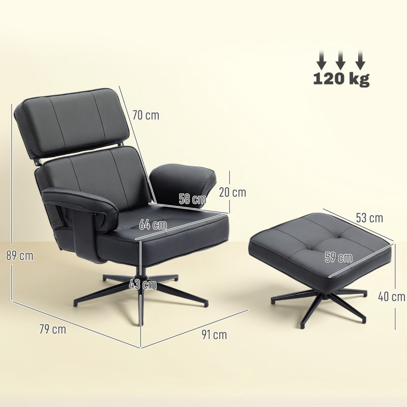 Reclining chair with footrest black eco leather Manufacturer code HC4-PBK