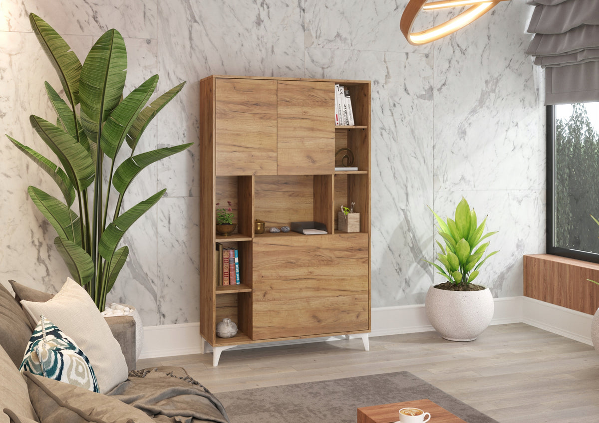 Reclining desk bookcase MEGAN 2 craft gold + Desk chair VIRE black EAN (GTIN) 5903769750627
