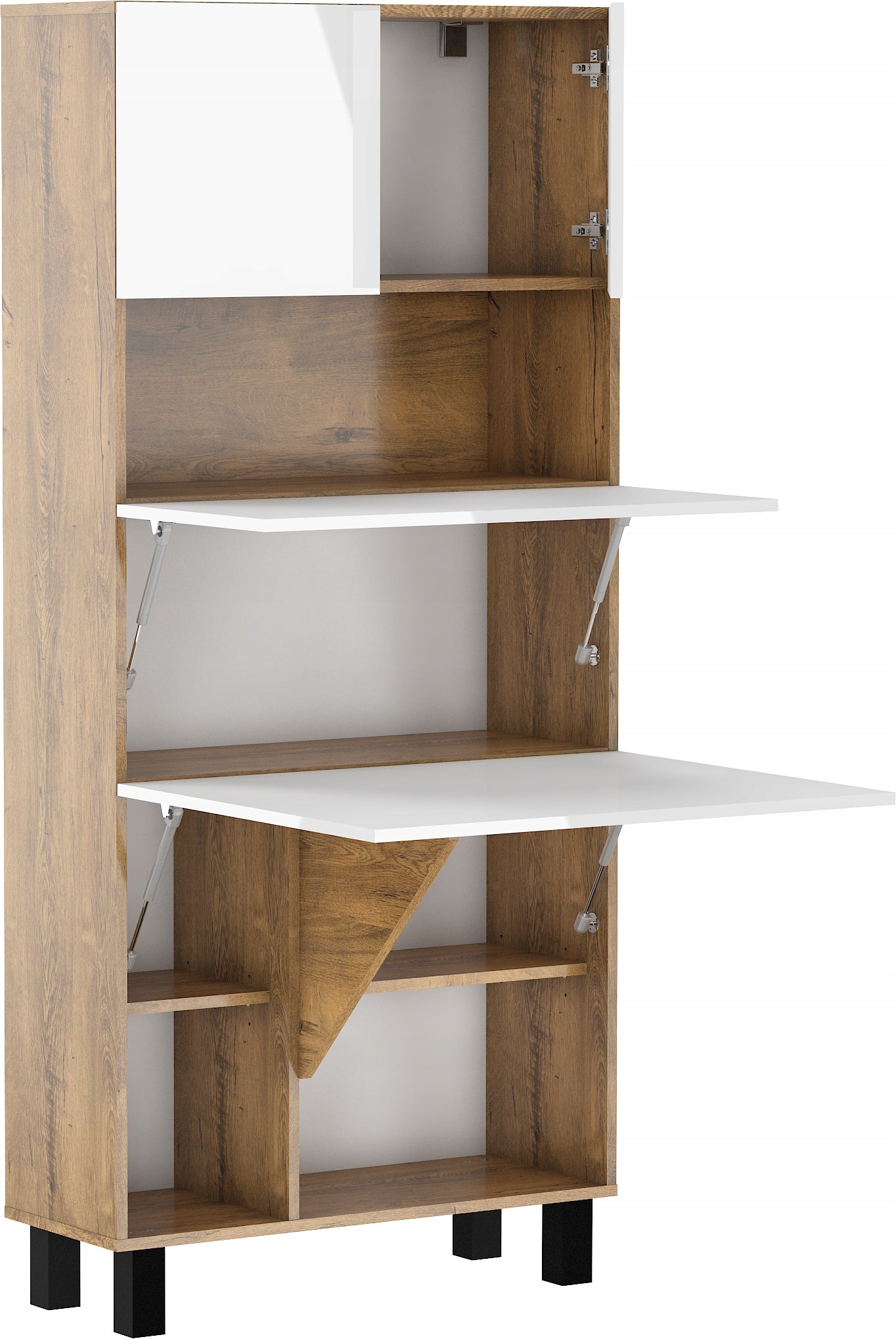 Reclining desk bookcase youth HOMI office burgundy oak/white gloss