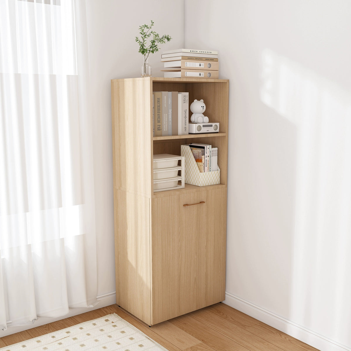 Reclining desk with cabinet, folding desk Adjustable, light natural oak Packaging status original