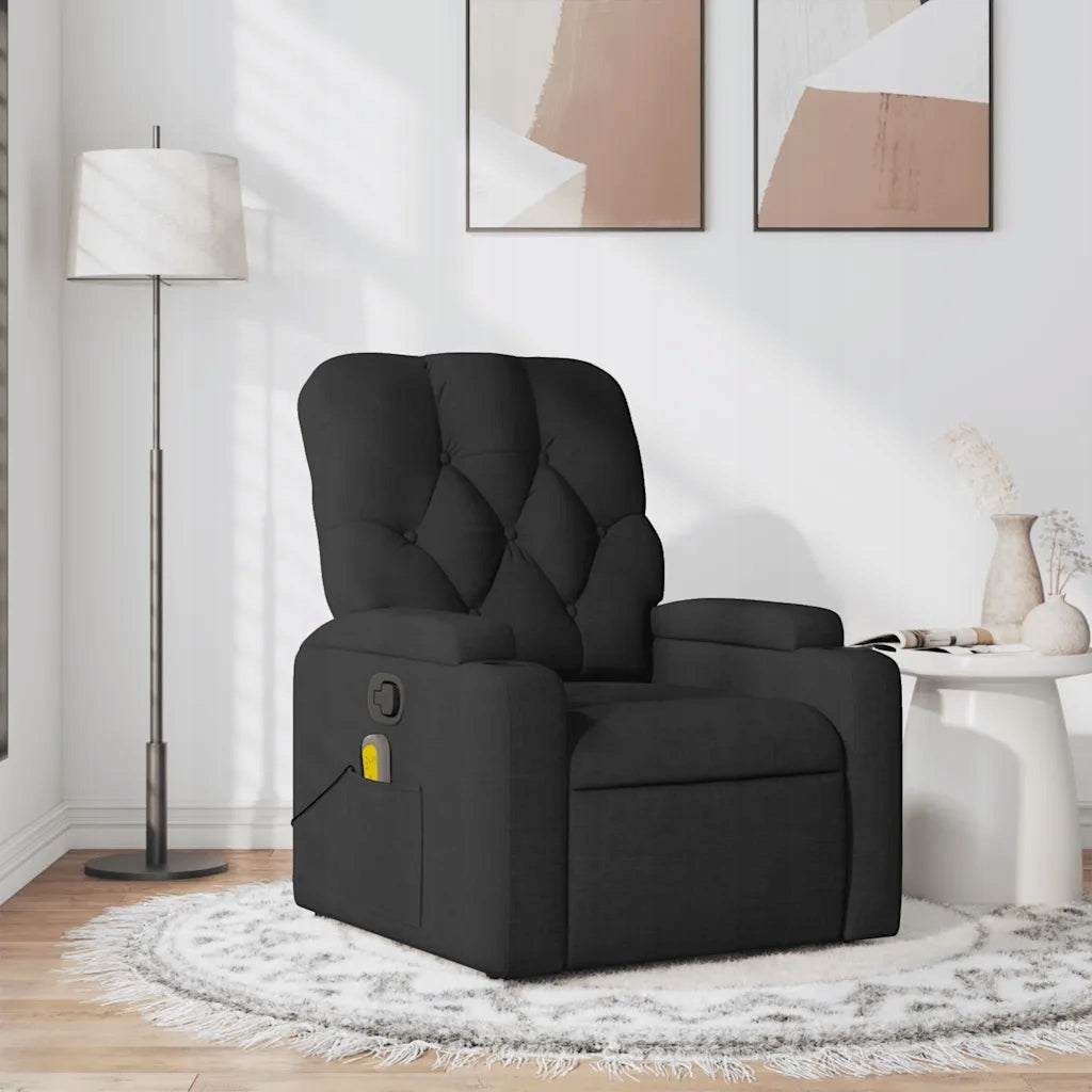 Reclining massage chair, black, fabric upholstered Brand VidaXL