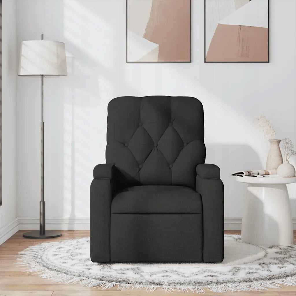 Reclining massage chair, black, fabric upholstered Color black