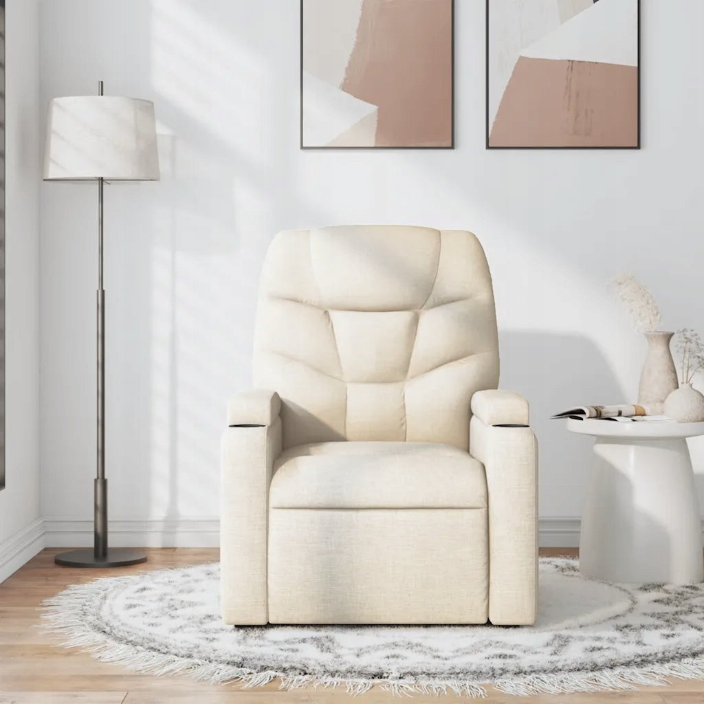 Reclining massage chair, cream, fabric upholstered Manufacturer code 372462