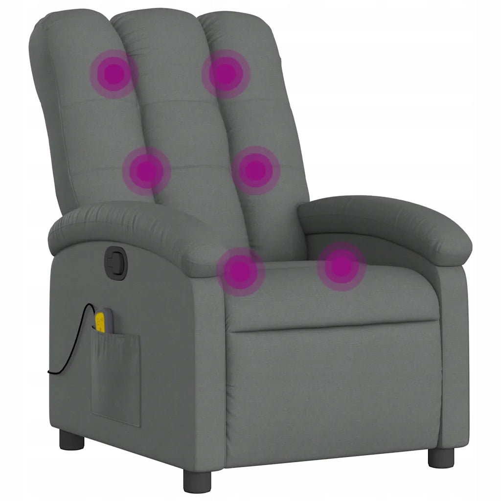 Reclining massage chair, dark grey, fabric upholstered Brand VidaXL