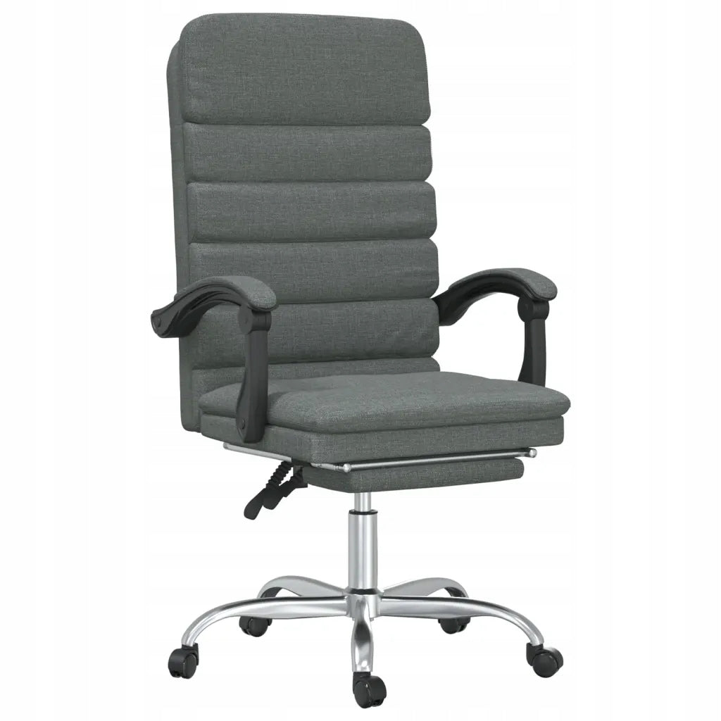 Reclining massage chair, dark grey, fabric upholstered