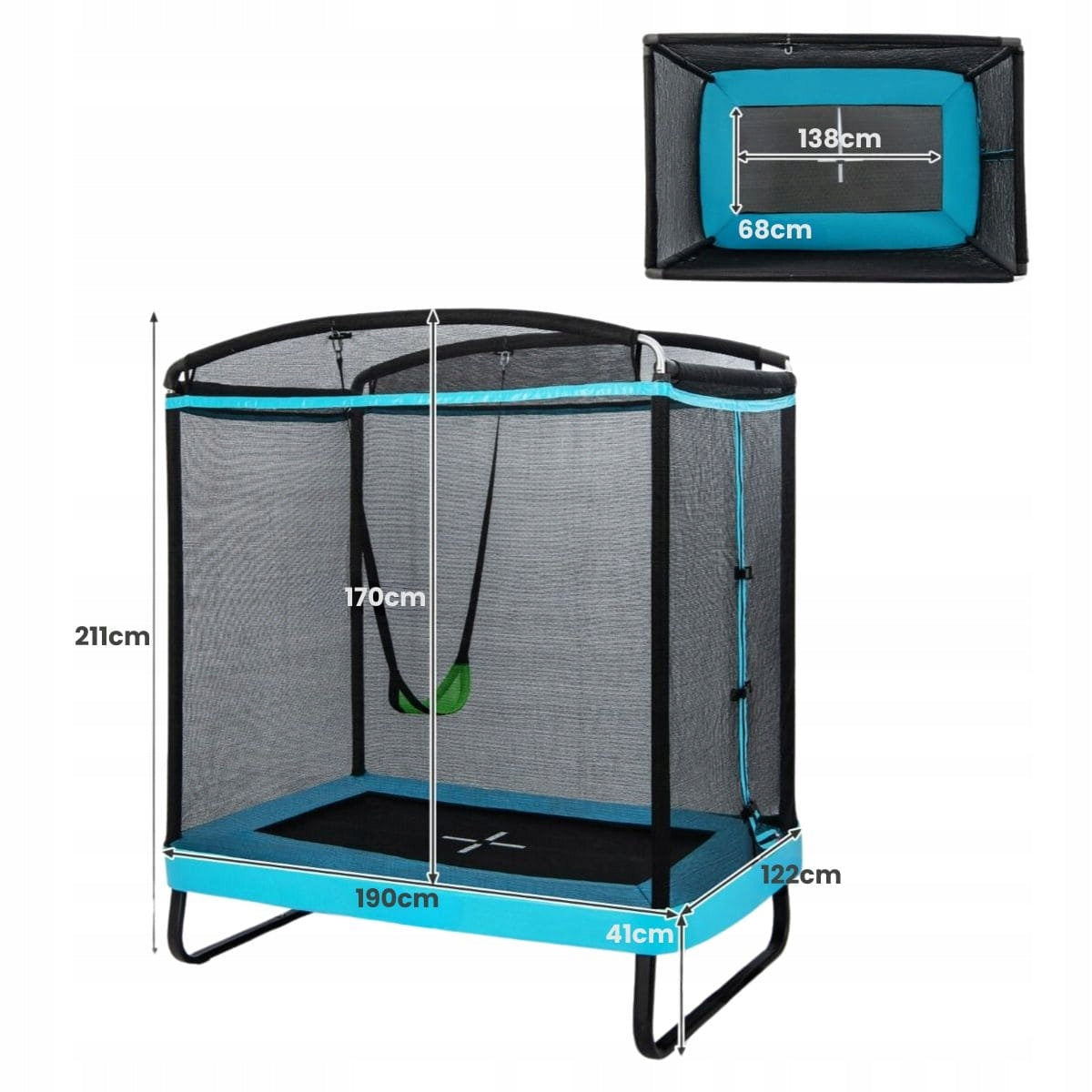 Rectangular 2in1 Children's Trampoline with Swing Brand Costway