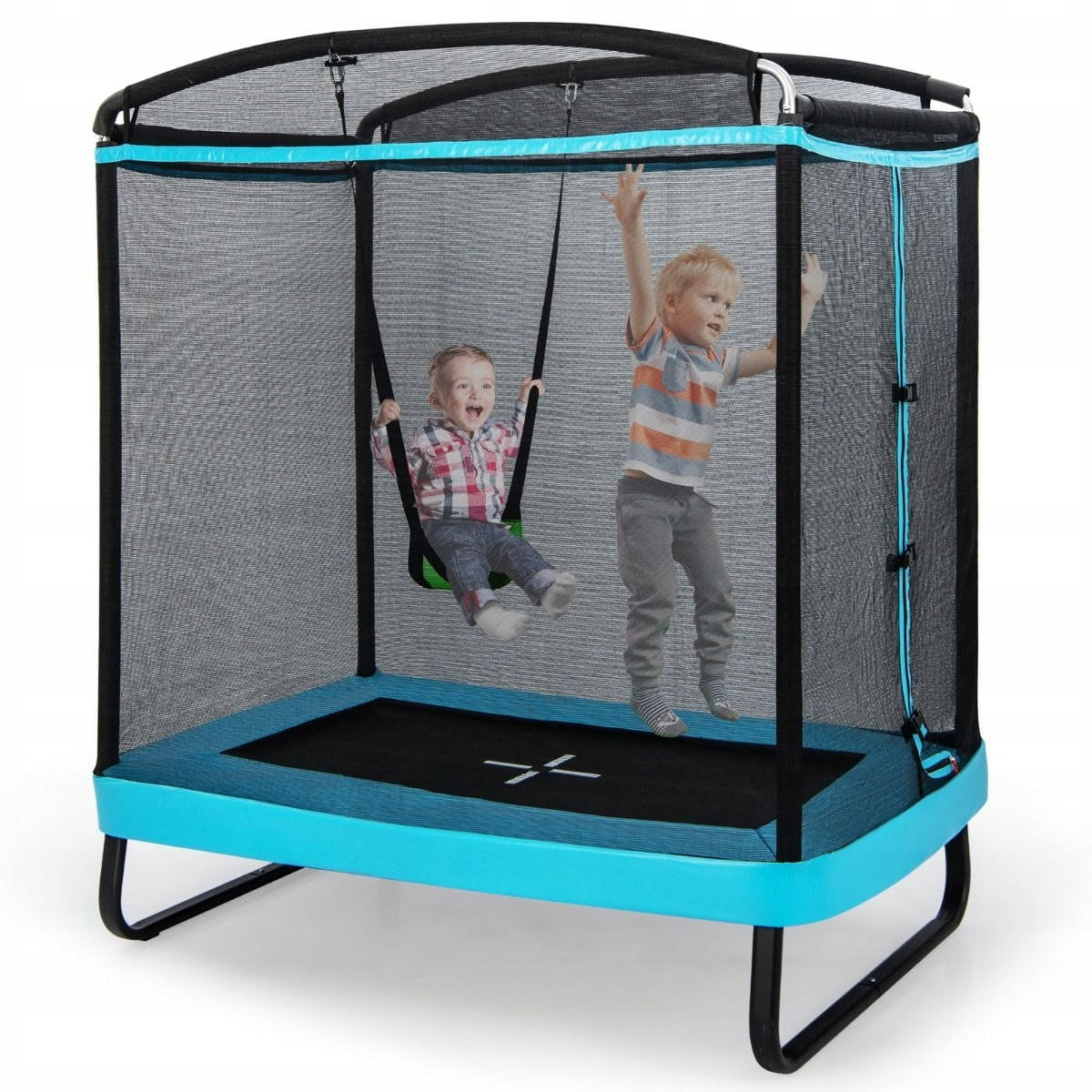 Rectangular 2in1 Children's Trampoline with Swing Kind with net