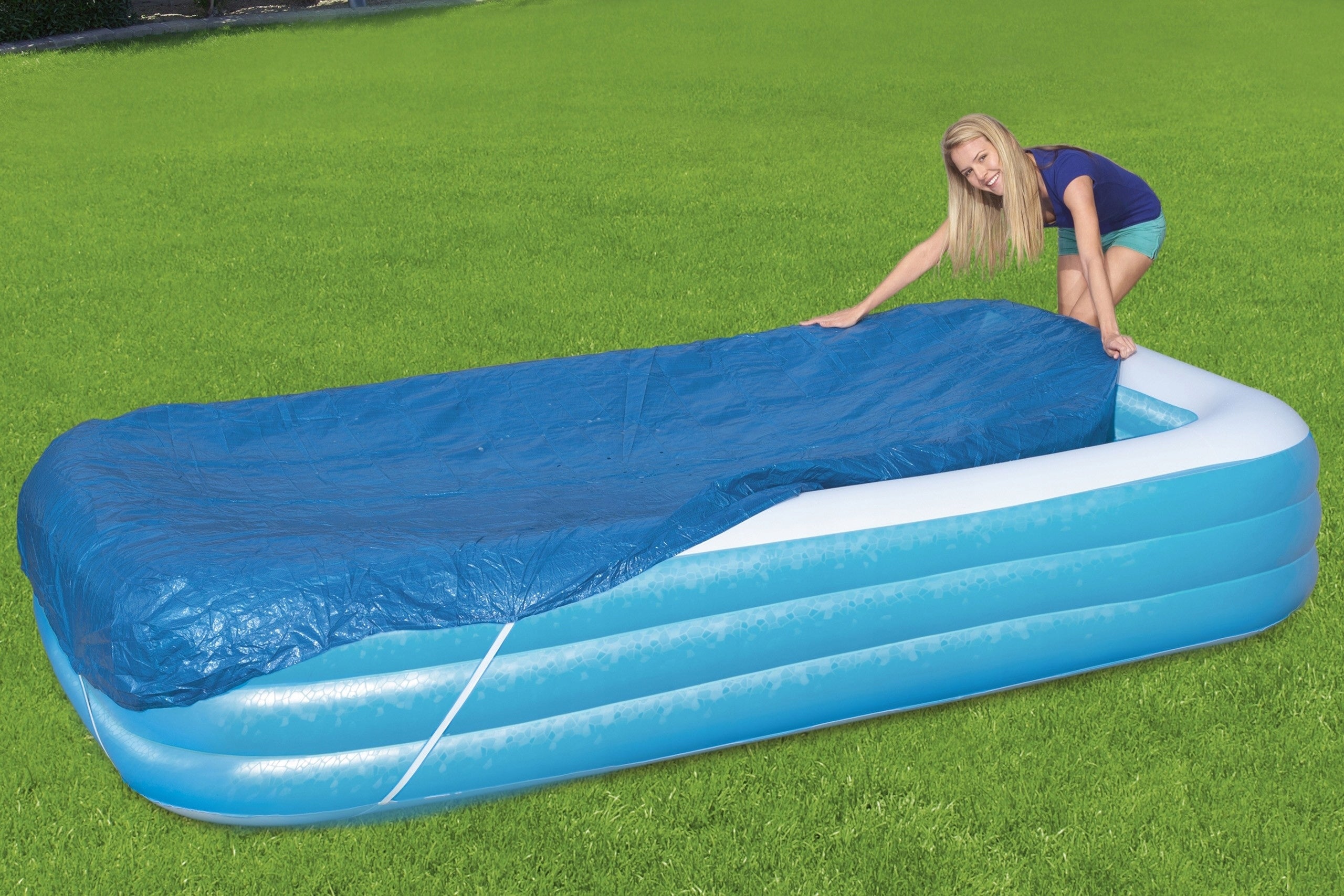 Rectangular BESTWAY COVER 340 x 230 for pool inflatable POOL COVER Color multicolor