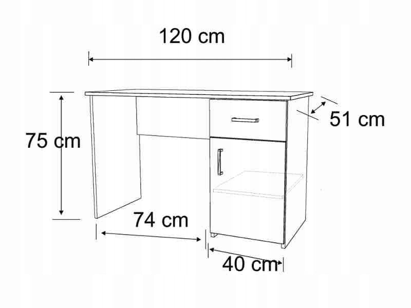 Rectangular desk with drawer and cabinet 120 x 51 x 75 cm white matt EAN (GTIN) 5904100701247