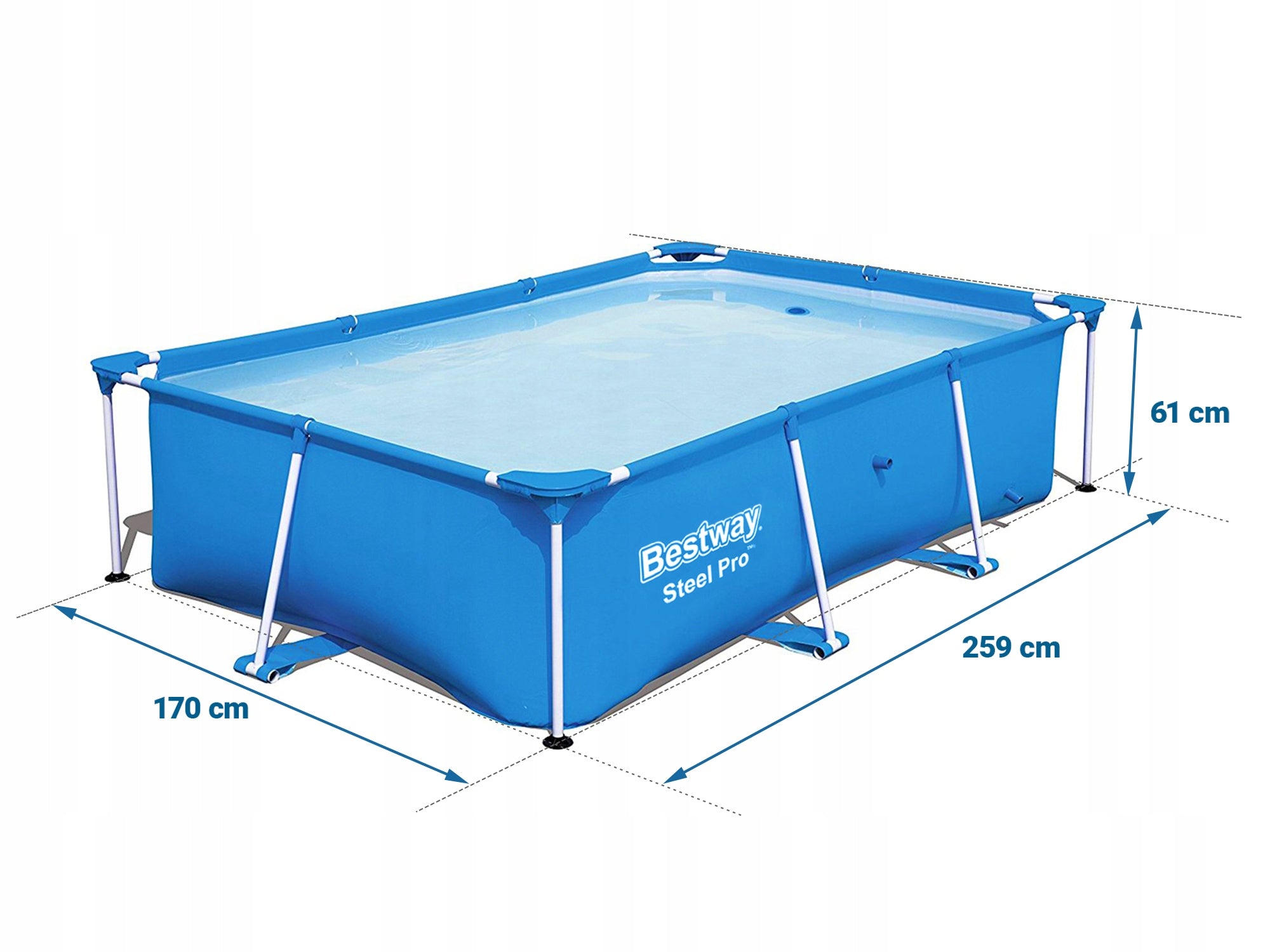 Rectangular frame pool Bestway Steel Pro 56403 259x170x61 cm Brand Bestway